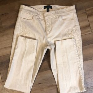 LRL LAUREN JEAN CO. RALPH LAUREN White on White Beaded Jeans Size 10